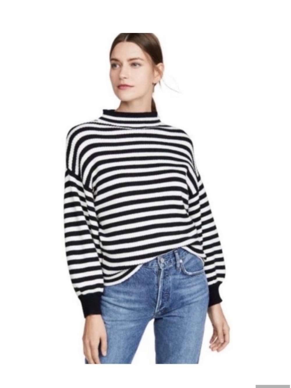 Anthropologie Line and Dot stripes mock neck sweater  size XS